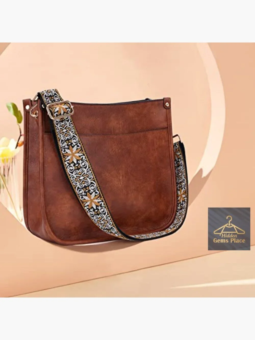 Trendy Vegan Leather Hobo Crossbody Bag with 2 Adjustable Straps